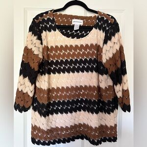 NWOT* Alfred Dunner Tan and Black Knit Top - Size Large